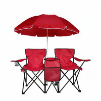 Double Camping Chair Foldable 2 Person Folding Loveseat No Assembly Required Outdoor Furniture for Couples