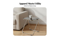 Foldable Clear Folding End Table Transparent Top Clear Occasional Table Space-Saving Accent Furniture Minimalist Design for Content Creators, Apartment Dwellers, Homeowners, Living Room, Photo Studio, Bedroom, Home Office