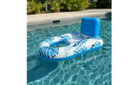 Ice Container Hole Inflatable Pool Lounger Built-in Backrest Inflatable Lounger Raft Foot Rest Floating Lounge Chair Mesh Seat for Adults