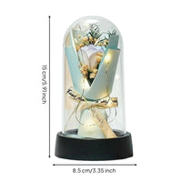Treated Floral Dome Romantic Gift Timeless Bloom Acrylic Dome Long Perennial Blossom Light for Girlfriend, Mom
