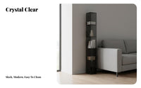 Space-Saving Slim Transparent Vertical Organizer High Clarity Slim Vertical Organizer Freestanding Narrow Shelving Single-Piece Minimalist Design for Apartment Dwellers, Homeowners, Collectors, Living Room, Small Areas, Bedroom, Home Office