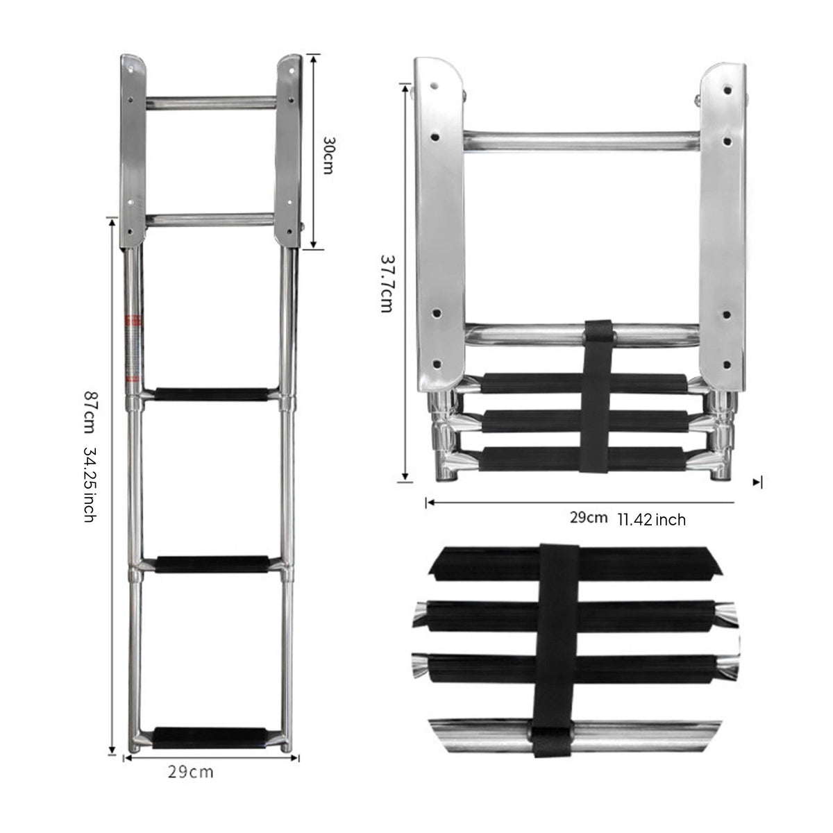 Under Platform Extending Ladder Rust-Resistant Step Extending Boat Ladder Rust-Resistant for Yacht