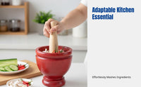 Handmade Thai Wooden Grinding Bowl, Pestle, Kitchen Tool for Home & Commercial