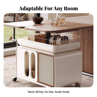Multi-Functional Convertible Lift-Top Trolley Adjustable Height Rolling Trolley Space-Saving Accent Table Mobile Design for Apartment Dwellers, Distant Workers, Homeowners, Living Room, Small Areas, Bedroom
