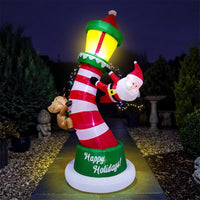 Inflatable with Santa and Reindeer Lighted Inflatable Yard Decor Festive Christmas Inflatable with Santa for Lawn, Garden