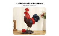 Good Luck Charm Resin Rooster Figurine Statue Detailed Craftsmanship Feng Shui Rooster Figurine Decor Vibrant Colors for Living Room
