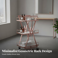 Salon Assistance Trolley Easy Assemble Multi-Tier Rolling Cart 3-Tier Rolling Cart Light Luxury Design Mobile Storage Trolley
