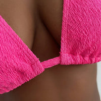 Bikini Top for Plus Size Women, Padded Halter Tie Back Design for Adjustable Support, Comfortable Nylon Polyester Beachwear for Water Sports
