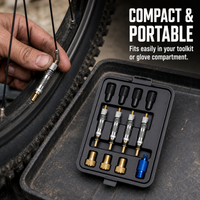 Bicycle Presta to Schrader Valve Adapter Kit with Dust Caps