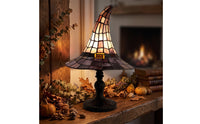 Stained Sorcerer Hat Desk Lamp Vintage Witch Hat Table Lamp Colorful for Reading Corners