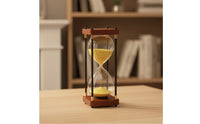 Decorative Glass Hourglass with Wooden Base Vintage-Inspired Tabletop Hourglass Timer Elegant Retro Sand Glass Antique for Students, Readers, Desk, Office, Bookshelf