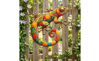 Gecko Wall Decor Iron Lizard Wall Decoration Metal Gecko Multicolor Embossed for Patio, Porch