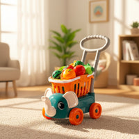 Play Shopping Cart with Food Imaginative Elephant Push Cart Rounded