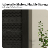 Heat Dissipation Design Amplifier Rack Cabinet Locking Wheels Professional Sound System Cabinet High Load Capacity Rolling Audio Equipment Rack Heavy-Duty Casters for Home Theater Enthusiasts, Professionals, DJs, KTV Room, Recording Studio, Stage