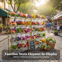 Multi-Tier Floral Container Stand Foldable Business Display Space-Saving Garden Furniture for &bazaar Vendors, Plant Lovers, Balcony, Patio