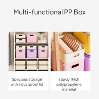 Large Rectangular Storage Box with Lid, Stackable Organizer