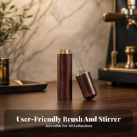 Stainless Steel WDT Tool Wood and Metal Coffee Grounds Distribution Needle Polished Finish Espresso Distribution Needle Threaded