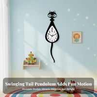 Cartoon Cat Wall Clock Decorative Piece Acrylic Cat Clock House Decoration Battery Operated Silent Movement