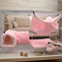 3 Piece Guinea Pig Cage Accessories with Guinea Pig Tube and Hanging Hammock for Hamsters, Soft Washable Year-Round Bedding Set