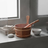 Traditional Design 4L Sauna Pail Sturdy Sauna Pail and Ladle Set Natural Wood Grain Red Cedar Ladle Set Fragrant for Steam Room