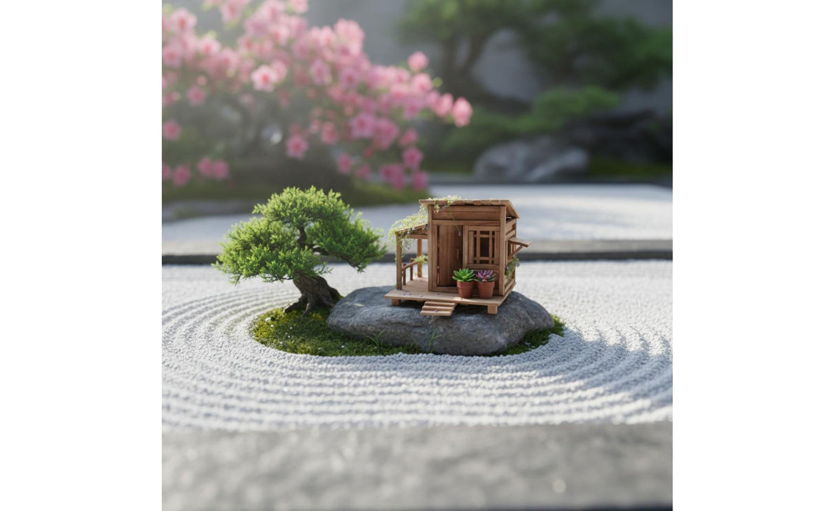 Creative Gift DIY Bamboo House Kit Bookshelf Decor Handmade Hut Material Pack Relaxing Hobby Vintage Cabin Building Set Tutorial Included for Hobbyists