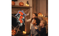 Skeleton Wreath Black Wreath with Bow Door Hanging Decoration Easy to Hang Skeleton Hanging Decor Lightweight for Porch