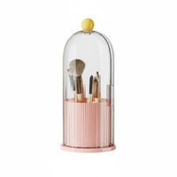 particleprotective Cover Rotating Brush Canister with Lid Compartmented Design Rotating Brush Holder with Lid Space Saving Makeup Organizer Large Capacity for cosmetic aficionados, Women, Dressing Table, vanity table, Desktop, Bathroom Counter