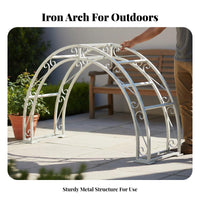 European Design Doorway Flower Arch Weather-Resistant Wrought Iron Garden Arch Powder Coated Finish Metal Climbing Plant Trellis Heavy-Duty Construction for Gardeners, DIY Enthusiasts, Homeowners, Courtyard, Entrance, Patio, Yard