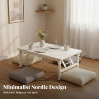 Foldable Design Rectangular Folding Table Space-Saving Small Apartment Dining Table No Assembly Required Portable Low Desk Sturdy and Long-Lasting for Renters, Students, Adults, Living Room, Bedroom, Outdoor, RV / Caravan
