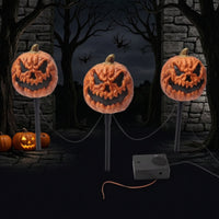 Pumpkin Stake Lights Light-up Jack-O'-Lantern Stake Lights Pumpkin Decoration with Stakes Battery-Operated Yard Decorations
