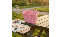 High-Sided Child Bike Basket Uncovered Top Kids Bike Basket Structured Rim Vehicle Accessory Brown Straps