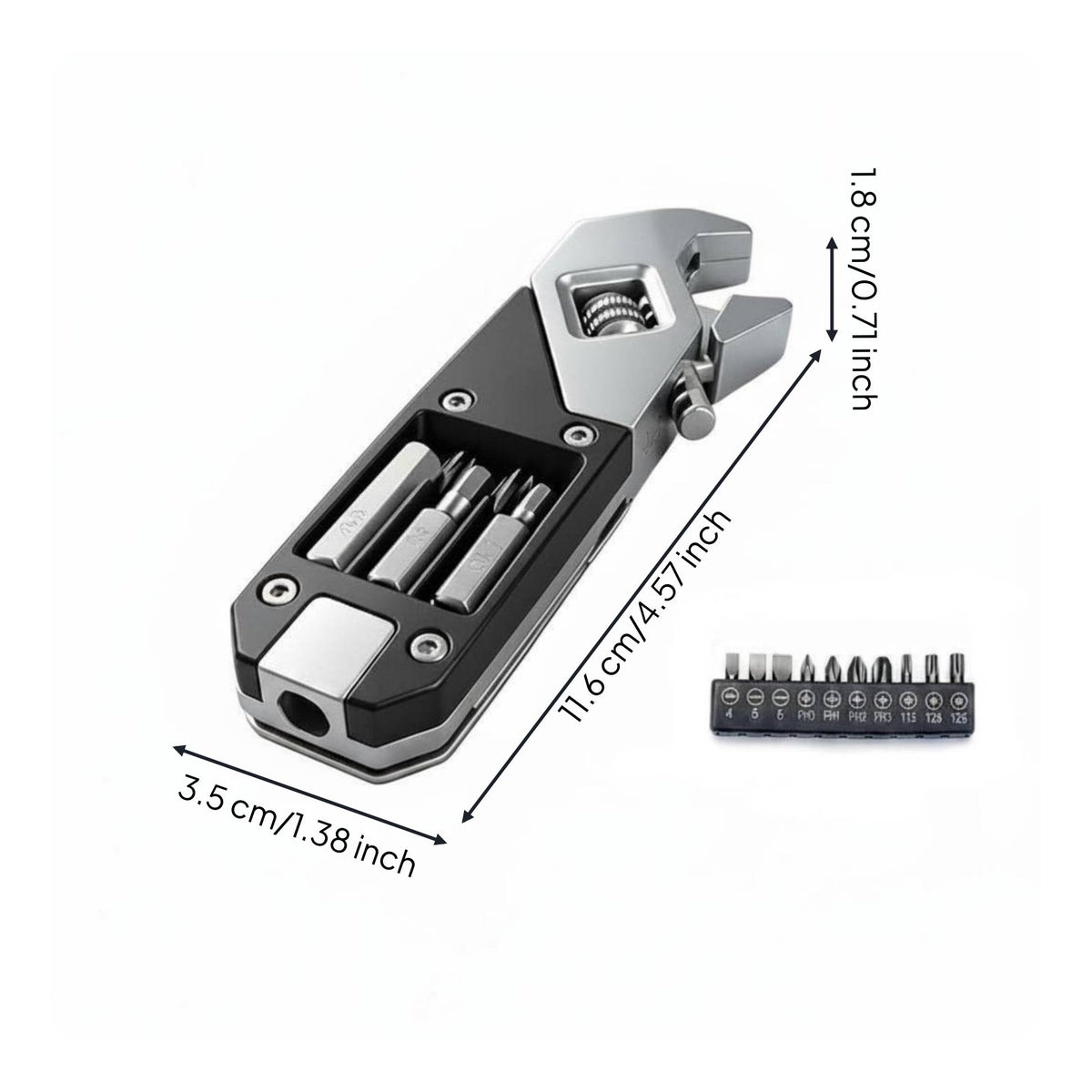 Folding Multitool Wrench Foldable Screwdriver Wrench Portable Stainless Steel Pocket Multitool for Outdoor, Travel