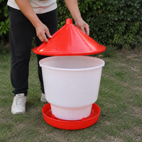 2 Pack Chicken Feeder, Thickened Rainproof Feed Bucket for Poultry, Hanging & Floor-Standing Chick Feeder