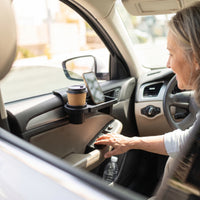 Car Window Organizer with Cup Holder No Drilling for Road Trips, Drivers