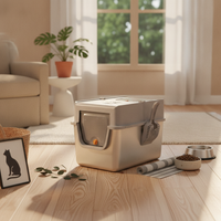 Enclosed Cat Waste Receptacle Extra-Large Cat Waste Receptacle High-Sided for Home, Apartments