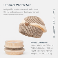 Scarf and Beanie Hat Gift Set for Women and Girls with Fleece Lined Ear Protection, Knitted Winter and Ladies