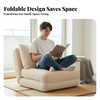 Lazy Sofa Fold-out Single Bed Chair Washable Cover Convertible Sleeper Chair Space Saving Living Room Seating Multi-Functional Design for Apartment Dwellers, Young Adults, Office Workers, Bedroom, Balcony, Small Areas