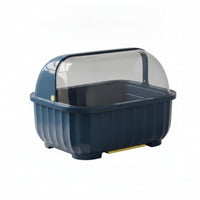 Dustproof Dish Dryer with Lid Dust-Resistant Cover Covered Dish Rack Easy to Clean Utensil and Cup Holder Drain Tray
