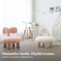 Nordic Inspired Cozy Upholstered kids' Chair Soft Texture Bow-Back Accent Chair Adorable Design children's Furniture Lightweight and Portable for Toddlers, Preschoolers, Parents, Nursery, Living Room, Kindergarten, Reading Nook