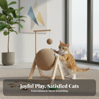 Cat Scratching Sphere Furniture Protection Sisal Rope Scratcher Sphere Wooden Stand Cat Scratcher Interactive Pet Supplies