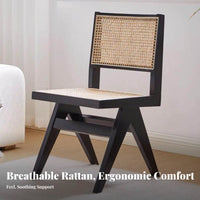 Nordic design Upholstered Canerearrest Chair sturdy Wood Frame V-Leg Cane Chair Armless Dining Seating Woven rearrest for Guesthouse Owners, Homeowners, Interior Designers, Balcony, Living Room, Restaurant, Reception Area
