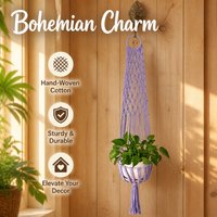 Macrame Plant Hanger Fiber Hand-Woven Hanging Planter, Bohemian Hanging Basket for Balcony Garden & Home Decor