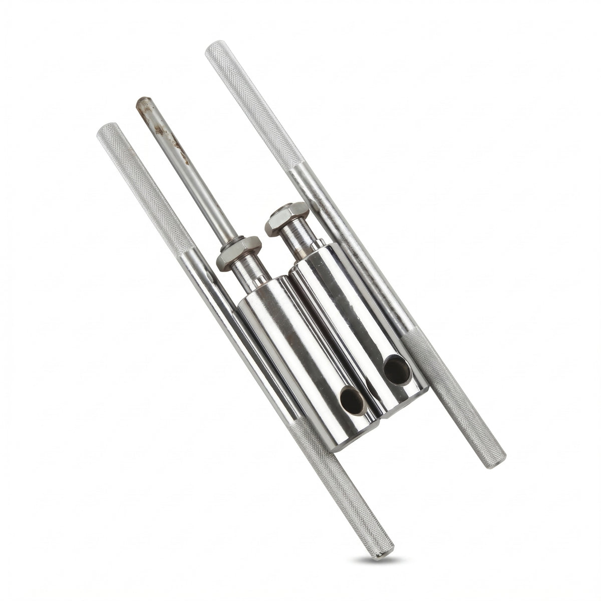 Knurled Grip Bottom Bracket Tap Holder Clamping Sections B and B Thread Repair Tool Hand Tightening Bottom Bracket Tapping Tool Polished Silver