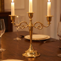 Elegant Three-Arm Candelabra Vintage-Inspired Candelabra with Three Arms Luxurious Candlestick Holder Stable for Event Planners, Brides