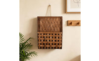 Woven Wall Basket Hanging Rope Wooden Storage Basket Handcrafted