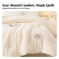 Breathable Soybean Fiber Quilt Skin-Friendly Thickened Winter Quilt Machine Washable All Season Comforter Fluffy for Single Sleepers, College Students, Children, Air-Conditioned Room, Bedroom, Home