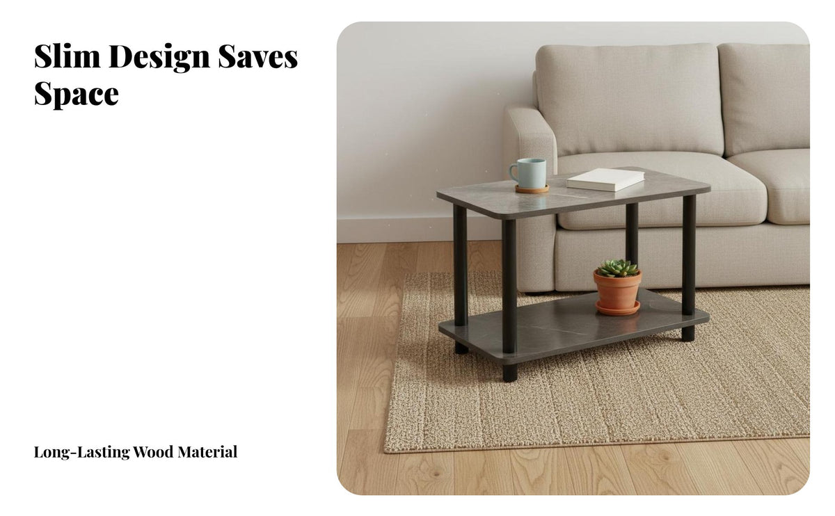 Minimalist Design Bedside Nightstand Compact Size Sofa End Table Versatile Usage Narrow Side Table Sturdy Construction for Apartment Dwellers, Families with Children, Living Room, Small Areas, Home Office, Entryway
