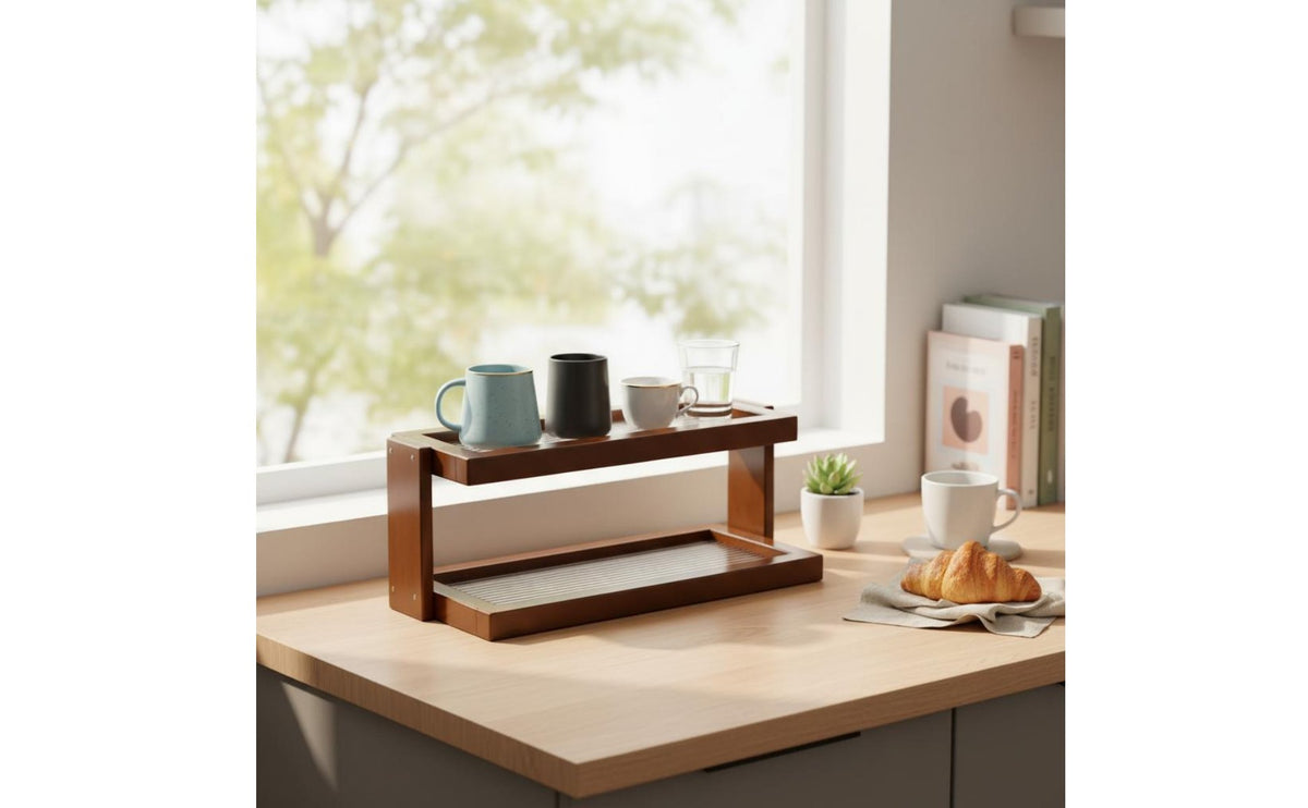 Desktop Mug Holder Easy to Clean 3-Tier Mug Rack Countertop Mug Holder Water-Resistant Coffee Station Organizer for Dining Room