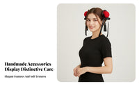 2 Pieces Chinese Design Hair Fastener S Handmade Doll-Like Hair Bun Caps Chinese Design Bun Cover Ribbon Knot Accent Doll-Like