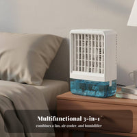 Multi-Function Air Chiller Humidifier Quiet Mini Water Cooling Fan Adjustable Ventilation Stream Portable Air Chiller for Office, Bedroom, Dorm Room